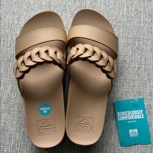 Reef Women's Tan Sandals Cushion Vista Hi Twist Seashell US 9 EUR 40 NWT